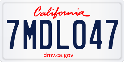 CA license plate 7MDL047