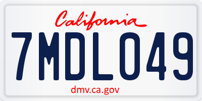 CA license plate 7MDL049