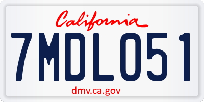 CA license plate 7MDL051