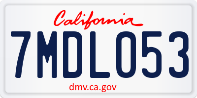 CA license plate 7MDL053