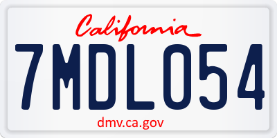 CA license plate 7MDL054