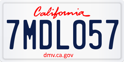CA license plate 7MDL057