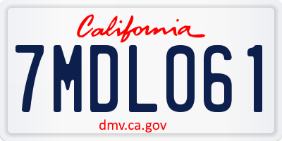 CA license plate 7MDL061