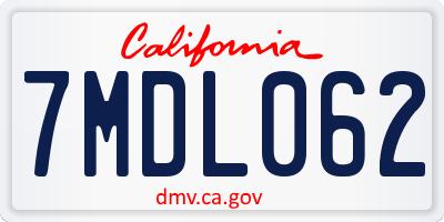 CA license plate 7MDL062