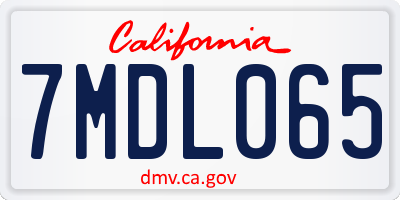CA license plate 7MDL065