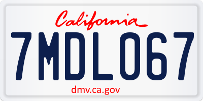 CA license plate 7MDL067