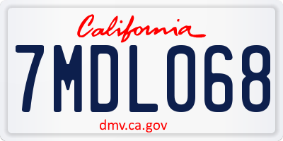 CA license plate 7MDL068