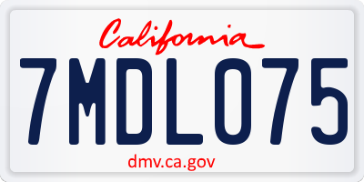 CA license plate 7MDL075