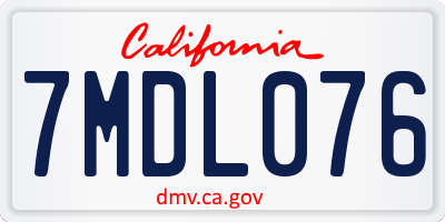 CA license plate 7MDL076