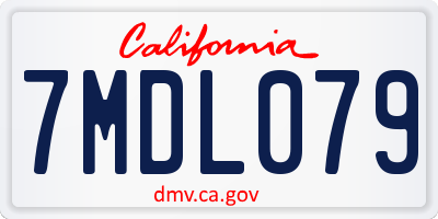 CA license plate 7MDL079