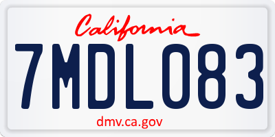 CA license plate 7MDL083
