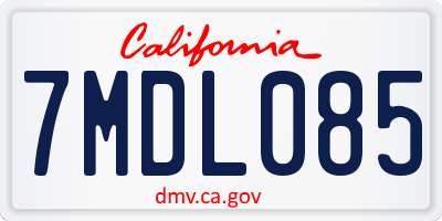 CA license plate 7MDL085
