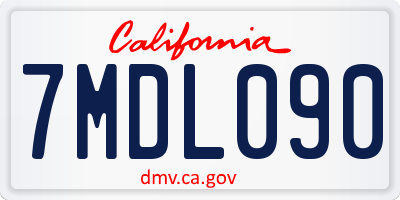 CA license plate 7MDL090