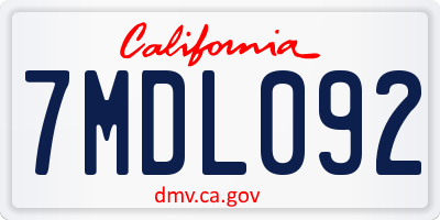 CA license plate 7MDL092