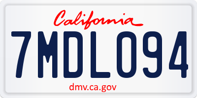 CA license plate 7MDL094