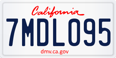 CA license plate 7MDL095