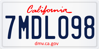 CA license plate 7MDL098