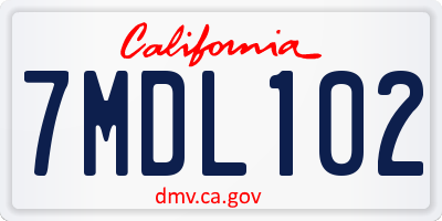 CA license plate 7MDL102