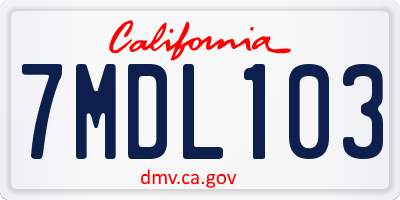 CA license plate 7MDL103