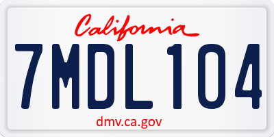 CA license plate 7MDL104