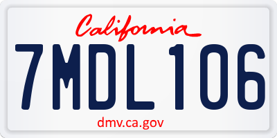 CA license plate 7MDL106