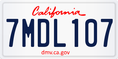 CA license plate 7MDL107
