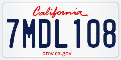 CA license plate 7MDL108