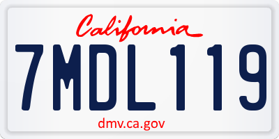 CA license plate 7MDL119