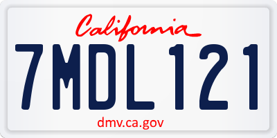 CA license plate 7MDL121