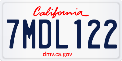 CA license plate 7MDL122