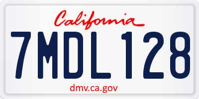 CA license plate 7MDL128