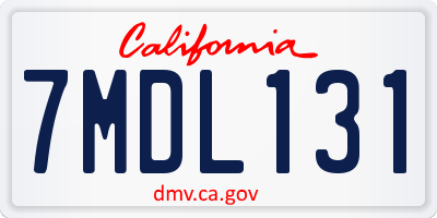 CA license plate 7MDL131