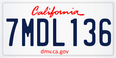CA license plate 7MDL136