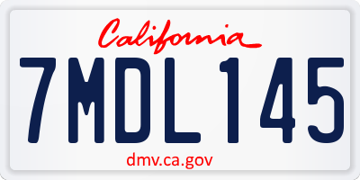 CA license plate 7MDL145