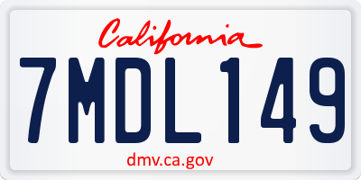 CA license plate 7MDL149