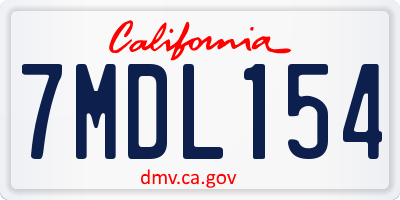 CA license plate 7MDL154
