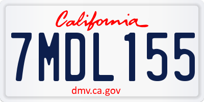 CA license plate 7MDL155