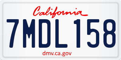 CA license plate 7MDL158