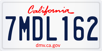 CA license plate 7MDL162