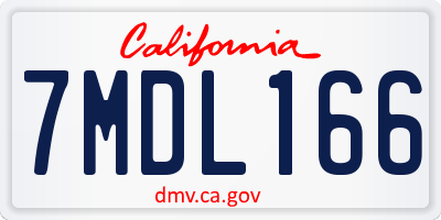 CA license plate 7MDL166