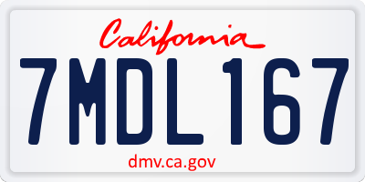 CA license plate 7MDL167
