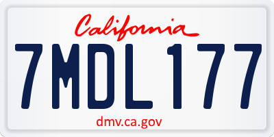 CA license plate 7MDL177