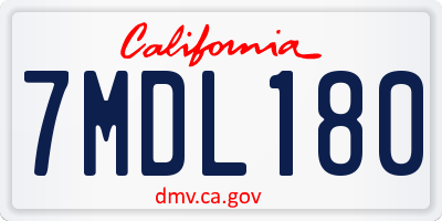 CA license plate 7MDL180