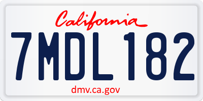 CA license plate 7MDL182