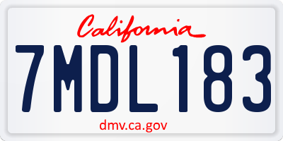CA license plate 7MDL183