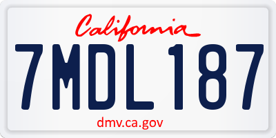CA license plate 7MDL187