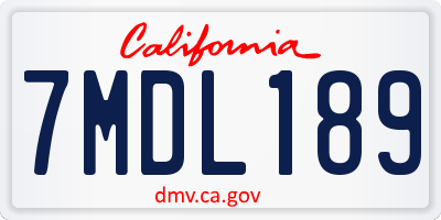 CA license plate 7MDL189