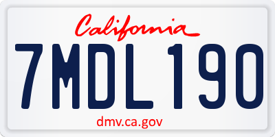 CA license plate 7MDL190