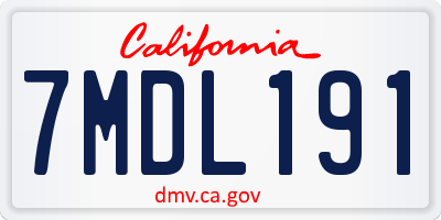 CA license plate 7MDL191