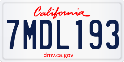CA license plate 7MDL193